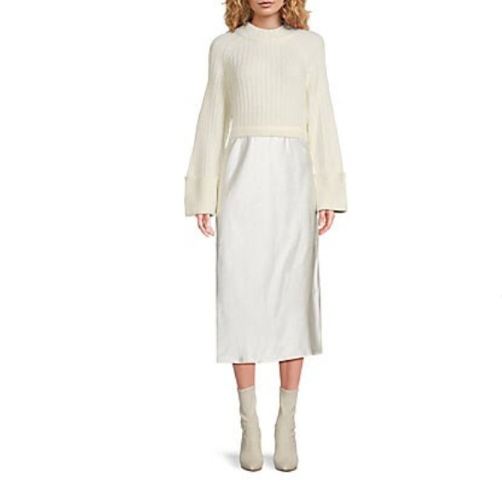 Design History Bea 2-In-1 Midi Sweater Dress - Ivory - Medium - New with Tags